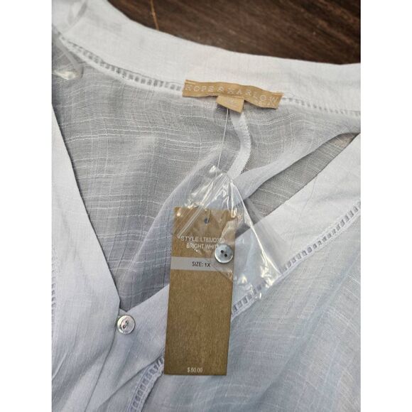 Hope & Harlow White Tie Front Blouse Womens 1X NEW TAGS - Picture 7 of 9